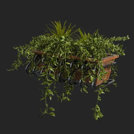 Window Planter Box with Hanging Ivy