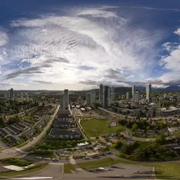 City Buildings Cloudy Evening