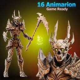 Skeleton warrior Rigged Animated