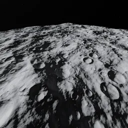 Detailed lunar terrain with craters for 3D simulation, compatible with Blender, ideal for space scenes.