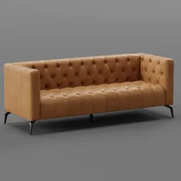 Leather Tufted Arm Sofa