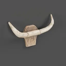 "Medieval cow horns 3D model for Blender 3D. Perfect for ornamenting your scene, featuring intricate detailing and a rustic charm. Add a touch of western flair with these impressive horns."