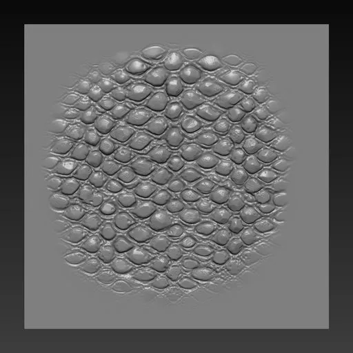 3D sculpting brush effect for reptile scales pattern, compatible with Blender, ideal for creature detailing.
