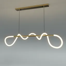 "Experience luxury modern lighting with the Lussole Loft River LSP-8450 3D model in Blender 3D. This ceiling light features a golden circlet and tube wave design with ethereal eel-like details and moderate atmospheric lighting. Perfect for adding a touch of glam to any 3D project."