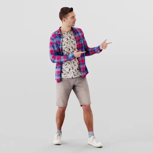 3D model of a lively young man in casual outfit, ideal for Blender animation projects.