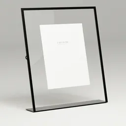 Sleek 3D render of a minimalist slanted photo frame, compatible with Blender.