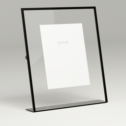 "Slanted modern photo frame in minimalist style, created with Blender 3D software. Features reflective global illumination and a sleek design. Perfect for displaying your favorite photos."