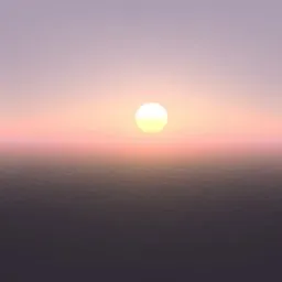 Giant sun on foggy horizon