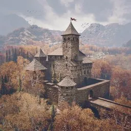 Old Abandoned Autumn Castle