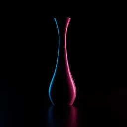 3D-rendered vase with cinematic blue-red edge lighting against dark background.
