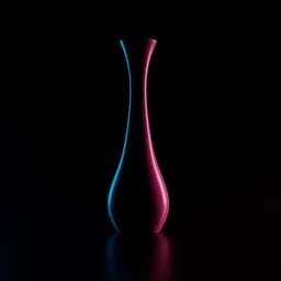 3D-rendered vase with cinematic blue-red edge lighting against dark background.