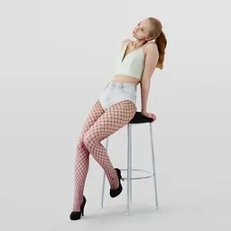 Young blonde leaning on a bar stool