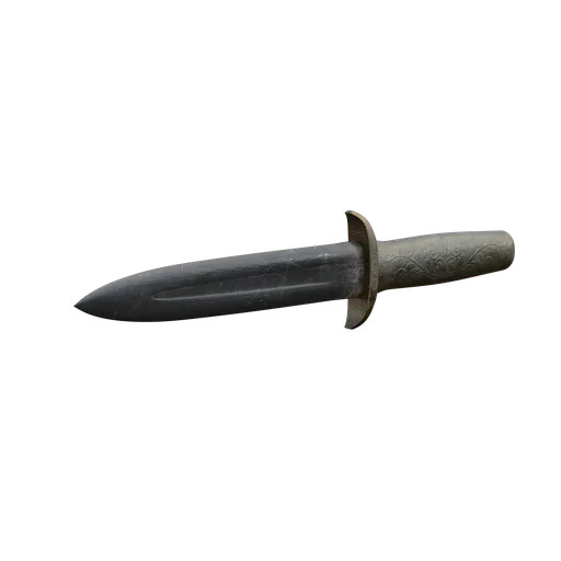 Realistic 3D model of a tactical knife with high-resolution textures, ideal for Blender rendering.