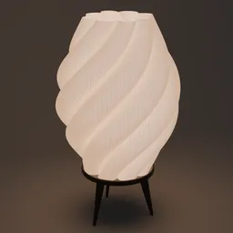 Intricately designed parametric lamp with a twist pattern, suitable for 3D printing and rendering in Blender.