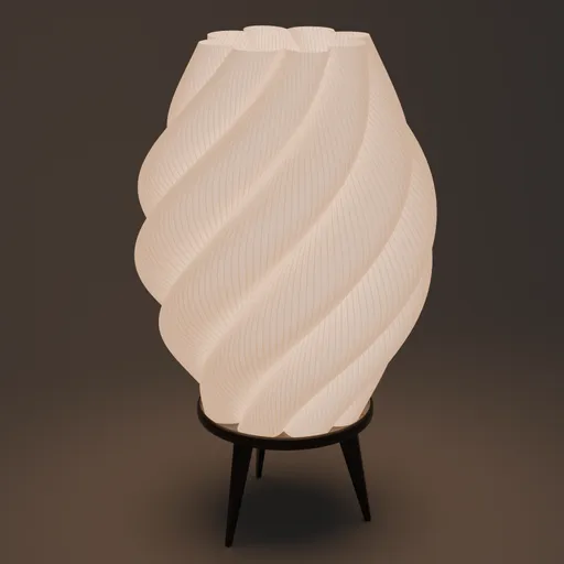 Intricately designed parametric lamp with a twist pattern, suitable for 3D printing and rendering in Blender.