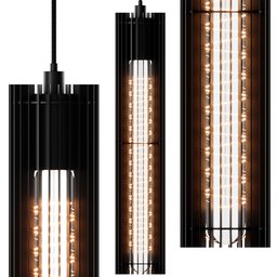 "Black and white pendant light designed by Lucide, inspired by Hendrik Willem Mesdag and featuring glass and metal elements. Perfect for modern and electrifying interiors. Created using Blender 3D software."
