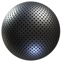 High-resolution black perforated plastic PBR material for 3D modeling in Blender and other software.