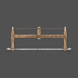 Detailed 3D wood saw model with realistic textures for Blender rendering, perfect for vintage artisan settings.