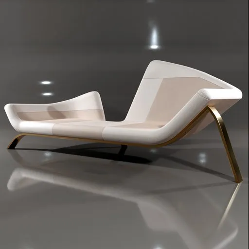 High-quality 3D rendering of a modern lounge sofa with brass legs for Blender 3D visualization.