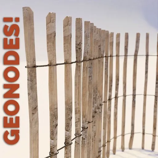 Realistic 3D wooden fence model with detailed textures and wire joining, compatible with Blender, perfect for visualizations.