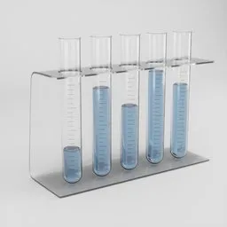 Laboratory Tubes with blue fluid and glas stand