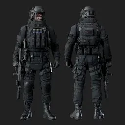 Police Tactical Unit Standing Pose