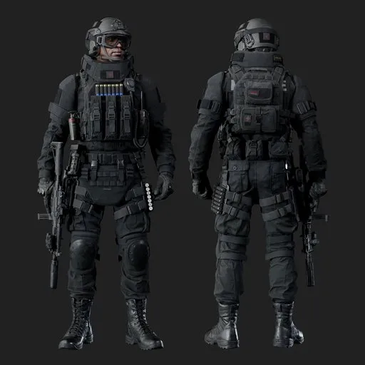 Police Tactical Unit Standing Pose