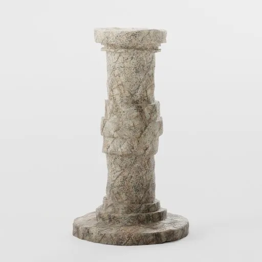 3D modeled ancient-style stone pillar for Blender scenes, textured with realistic stone surface.