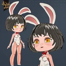 Anime Cute Bunny Girl-Chibi Style