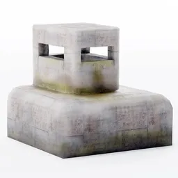 Detailed Blender 3D model of low-poly WW2 bunker with 4K PBR textures, optimized for game development.