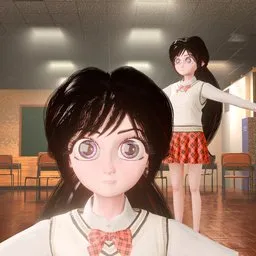Cartoon Female Student Character - Stylized - Rigged (Rigify)