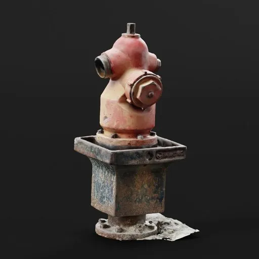 Detailed photoscanned 3D model of a vintage red fire hydrant for Blender and cityscape design.