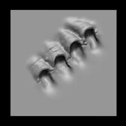 3D sculpting brush effect showcasing claw-like indentation pattern for creature model detailing in Blender.