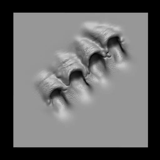 3D sculpting brush effect showcasing claw-like indentation pattern for creature model detailing in Blender.