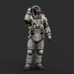 Astronaut Helmet Pose White Gold Suit