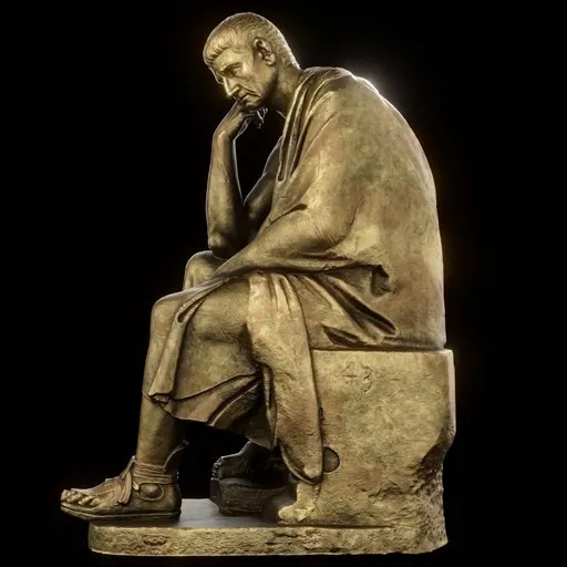 statue of Brass seated philosopher
