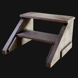 Wooden Workstation Step Ladder White