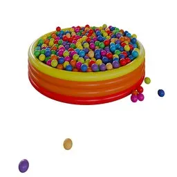 "Colorful Children's Pool with Scattered Balls - Ideal for Leisure Spaces and Bedrooms - Blender 3D Model"