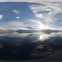 Lake and Mountains Cloudy Sky