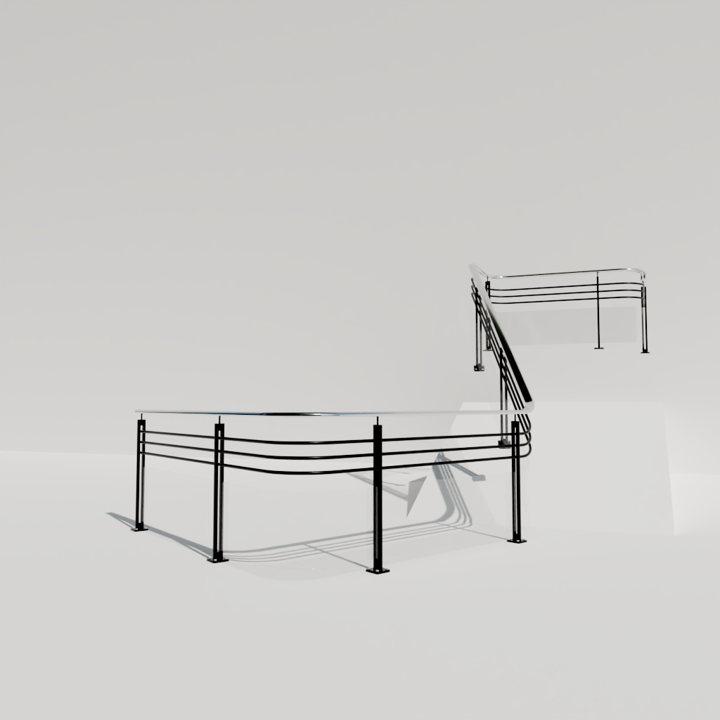 Railing with braces and glass base | Architecture models | BlenderKit