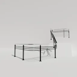 3D Blender model of customizable architecture railing with glass details, editable poles, and handrail.