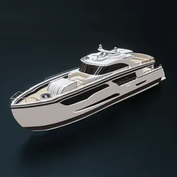 Highly detailed Blender 3D model of a luxury yacht, showcasing sleek design and sophisticated styling for personal use.