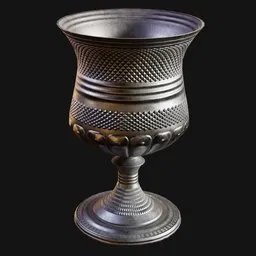 Diamond-Knurled Old Silver Goblet