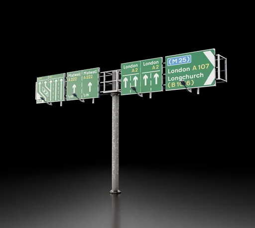 Overhead Highway Sign
