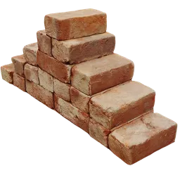 Textured 3D staircase brick model with quad mesh for Blender, high-quality and realistic design.