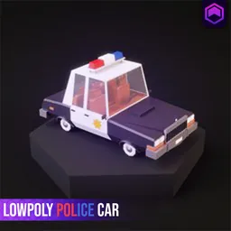 3D Blender model of stylized police car with low polygon count, optimized for game development.