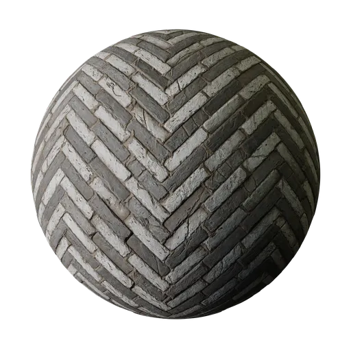 Tudor Herringbone Black And White Brickwork