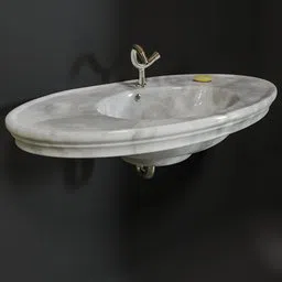 Detailed 3D model of a marble vanity sink with a contemporary design, realistic textures, suitable for Blender rendering.