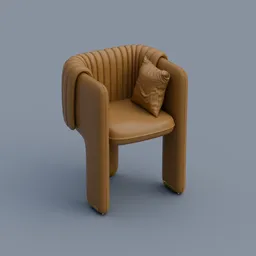Tan Leather Ribbed Chair