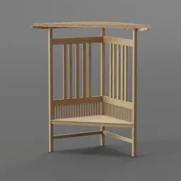 Asian-style wooden pergola 3D model in Blender, ideal for garden entrance visualization.